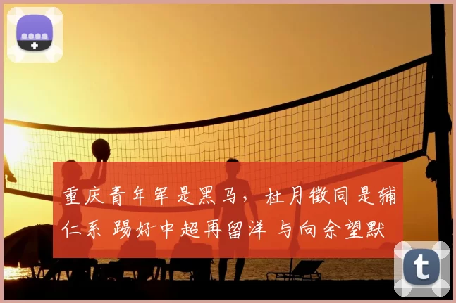 重庆青年军是黑马,杜月徵同是辅仁系 踢好中超再留洋 与向余望默契